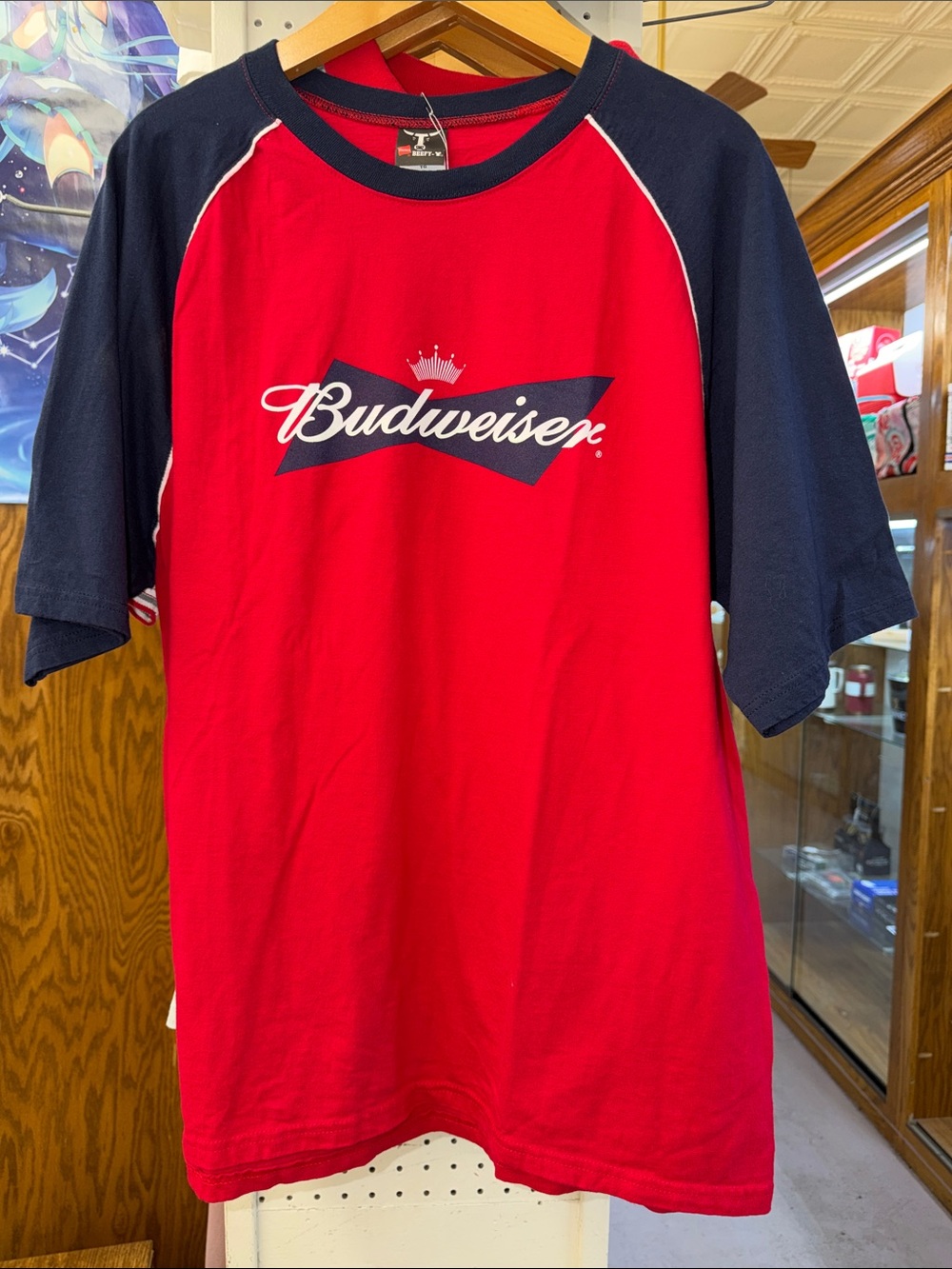 Budweiser Men’s Red & Navy Raglan Logo Tee